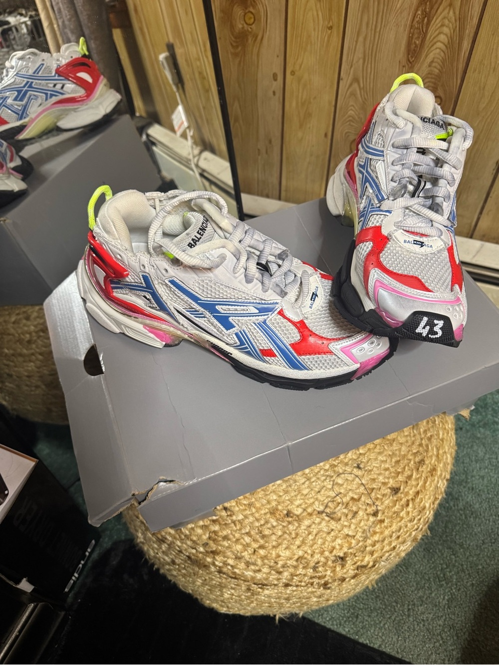 Balenciaga White Blue Red Pink Neon Yellow Men’s Chunky Sneakers